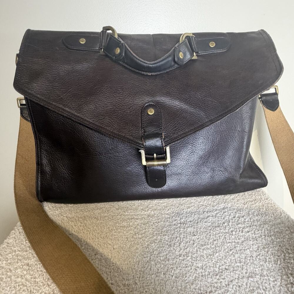 Mulberry Scotchgrain Leather Chocolate Brown Briefcase Document Case with Strap